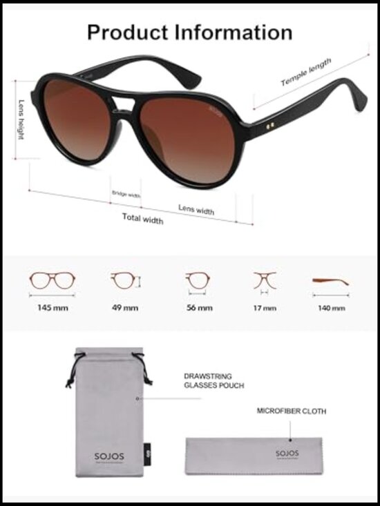 Retro Aviator Polarized Sunglasses UV400 TAC Lenses Plastic Frame